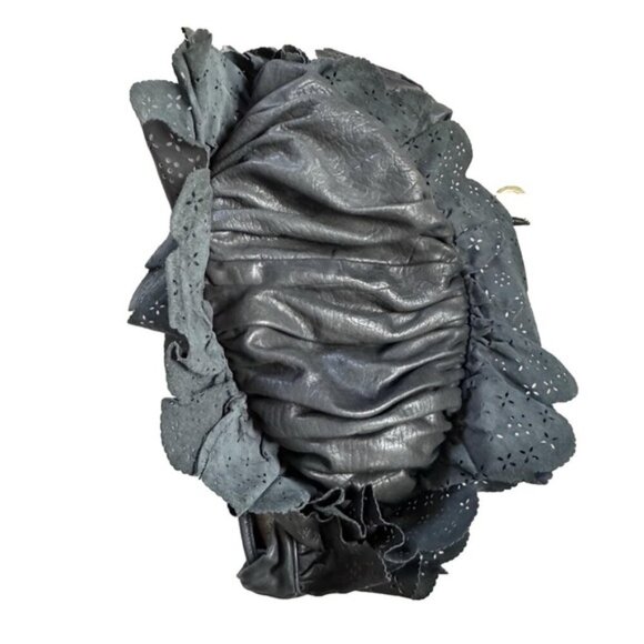Christian Dior Vintage Gypsy Ruffled Hobo Black Leather Gold DIOR Bag Charm - Picture 7 of 15